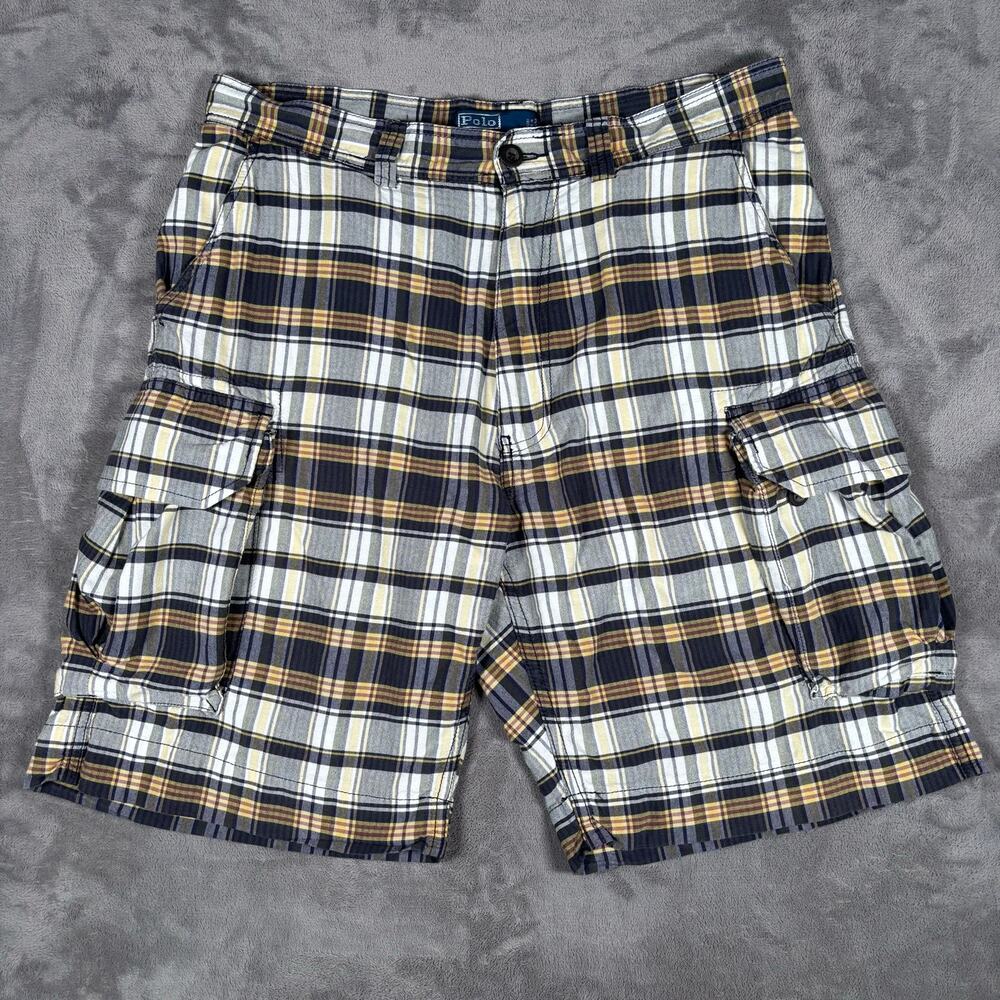 Vintage Polo Ralph Lauren Plaid Cargo Shorts Men’s Size 32 Cotton Y2K